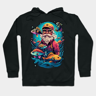 Fisherman man fishing fish sea ocean underwater art Hoodie